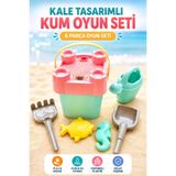 YILDIRIM OYUNCAK Kale Tasarımlı 6 Parça Oyuncak Kova Kürek Kum Seti – Plaj Havuz ve Kum Havuzu İçin Çocuk Kova Seti 2+ Yaş