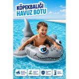 YILDIRIM OYUNCAK Köpekbalığı Figürlü Şişme Çocuk Havuz Botu 117x114cm – Oturmalı Havuz ve Deniz Simidi, Sevimli Tasarımlı Yüzme Botu