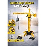 YILDIRIM OYUNCAK Kumandalı Full Fonksiyon Pilli Işıklı 360 Derece Dönen Kule Vinç Otomatik Model İnşaat Aracı 71 cm