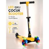 Yıldırım Oyuncak LED Işıklı 3 Tekerlekli Çocuk Scooter – 3 Kademeli Ayarlanabilir Gidonlu Dengeli Scooter 50 kg 2+ Yaş - Turuncu