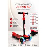 Yıldırım Oyuncak LED Işıklı 3 Tekerlekli Çocuk Twist Scooter – Ayarlanabilir Gidon, Denge Destekli, Kalın Arka Teker Güçlü Fren Sistemli - Kırmızı