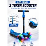 Yıldırım Oyuncak LED Işıklı 3 Tekerlekli Çocuk Twist Scooter – Ayarlanabilir Gidon, Denge Destekli, Kalın Arka Teker Güçlü Fren Sistemli - Mavi