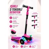 Yıldırım Oyuncak LED Işıklı 3 Tekerlekli Çocuk Twist Scooter – Ayarlanabilir Gidon, Denge Destekli, Kalın Arka Teker Güçlü Fren Sistemli - Pembe