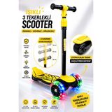 Yıldırım Oyuncak LED Işıklı 3 Tekerlekli Çocuk Twist Scooter – Ayarlanabilir Gidon, Denge Destekli, Kalın Arka Teker Güçlü Fren Sistemli - Sarı