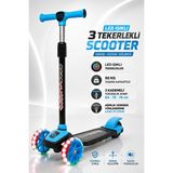 Yıldırım Oyuncak LED Işıklı 3 Tekerlekli Çocuk Twist Scooter - Lean To Steer Dengeli 3 Kademe Ayarlanabilir Yükseklik 50KG Taşıma Kapasiteli - Mavi