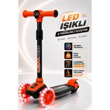 Yıldırım Oyuncak LED Işıklı 3 Tekerlekli Çocuk Twist Scooter - Lean To Steer Dengeli 3 Kademe Ayarlanabilir Yükseklik 50KG Taşıma Kapasiteli - Turuncu
