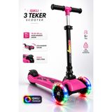 Yıldırım Oyuncak LED Işıklı 3 Tekerlekli Twist Çocuk Scooter – Katlanabilir, Ayarlanabilir Gidon (78-83-88 Cm), Güçlü Arka Fren, Dengeli Sürüş - Pembe