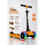 Yıldırım Oyuncak LED Işıklı 3 Tekerlekli Twist Çocuk Scooter – Katlanabilir, Ayarlanabilir Gidon (78-83-88 Cm), Güçlü Arka Fren, Dengeli Sürüş - Turuncu