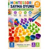 YILDIRIM OYUNCAK Montessori Renk Eşleştirme ve Sayma Oyunu 45 Parça - Maşalı Eğitici Motor Beceri Oyuncağı 3+ Yaş