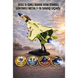 Yıldırım Oyuncak Oyuncak Die Cast Sesli Işıklı Buhar Atan Standlı Metal F-16 Savaş Uçağı 25CM - Bej