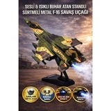 Yıldırım Oyuncak Oyuncak Die Cast Sesli Işıklı Buhar Atan Standlı Metal F-16 Savaş Uçağı 25CM - Haki