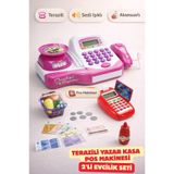 YILDIRIM OYUNCAK Oyuncak Sesli Işıklı Aksesuarlı Terazili Yazar Kasa + Pos Makinesi 2'li Oyuncak Evcilik Seti