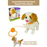 YILDIRIM OYUNCAK Peluş Tasmalı Yürüyen Fiyonklu Köpek 25 cm Sesli Havlayan Kafa Ve Kuyruk Sallayan Köpek