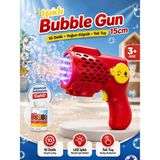 Yıldırım Oyuncak Pilli LED Işıklı Bubble Gun 15CM Baloncuk Tabancası – 10 Delik Yoğun Köpük, Tek Tuş, Çocuk Oyuncağı - Kırmızı - Sarı