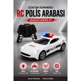 YILDIRIM OYUNCAK Pilli R/C Kumandalı Led Işıklı Polis Arabası 21 Cm Oyuncak Araba Tepe Lambalı Çok Fonksiyonlu Uzaktan Kumandalı RC Araç