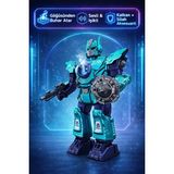 Yıldırım Oyuncak Pilli Sesli Işıklı ve Müzikli Buhar Çıkartan Hareketli Pilli Robot 34 cm - Buhar Atan Müzikli Robot - Turkuaz
