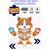 Yıldırım Oyuncak Pilli Sesli Müzikli Dans Eden LED Işıklı Kolları Ayakları Hareketli Fonksiyonlu Işıklı Köpek Robot - Turuncu - Beyaz