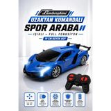 Yıldırım Oyuncak Pilli Uzaktan Kumandalı Lamborghini Ferrari Spor Araba 19CM – LED Işıklı Full Fonksiyon Rc Yarış Arabası - Mavi