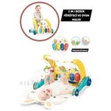 YILDIRIM OYUNCAK Piyanolu 2 in 1 Bebek Yürüteci ve Tavşan Desenli Oyun Halısı Sesli Işıklı 88 cm