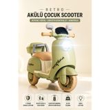 YILDIRIM OYUNCAK Retro Akülü Çocuk Motoru 3 Tekerlekli 50kg Taşıma Kapasiteli - Uzaktan Kumandalı Bluetooth Müzikli LED Farlı Akülü Motor 2-6 Yaş