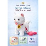 Yıldırım Oyuncak Şarjlı Kumandalı İnteraktif Peluş Kedi | Ses Taklit Eden Yürüyen Kuyruğunu Sallayan ve Dil Çıkaran 25cm - Beyaz