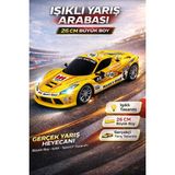 Yıldırım Oyuncak Şarjlı LED Işıklı Ferrari Yarış Arabası 26CM | Uzaktan Kumandalı Büyük Boy Spor Oyuncak Araba - Sarı - Siyah
