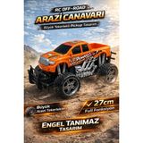 Yıldırım Oyuncak Şarjlı Uzaktan Kumandalı Rc Arazi Canavarı Off-Road Araba 27CM | Yüksek Şaseli Büyük Tekerlekli - Turuncu