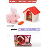 Yıldırım Oyuncak Sesli Hareketli Kulübeli Sevimli Köpek 15 cm - Aksesuarlı Pilli Hareketli Yürüyen Kulübeli Köpek - Pembe