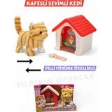 Yıldırım Oyuncak Sesli Hareketli Kulübeli Sevimli Köpek 15 cm - Aksesuarlı Pilli Hareketli Yürüyen Kulübeli Köpek - Sarı