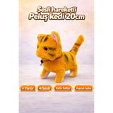 YILDIRIM OYUNCAK Sesli Hareketli Peluş Kedi 20 cm | Yürüyen, Kafa ve Kuyruk Sallayan Sevimli İnteraktif Oyuncak
