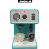 Yıldırım Oyuncak Sesli Işıklı Buhar Sprey Atan ve Su Hazneli Su Akıtmalı Kahve Makinesi 20 cm - Mavi - Beyaz