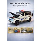 YILDIRIM OYUNCAK Sesli Işıklı Çek Bırak 23 cm Metal Kasa Açılabilir Kapılar Mercedes G Polis Jeep Araba