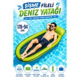YILDIRIM OYUNCAK Şişme Fileli Taban Deniz Yatağı 178×94 cm – Baş Yastıklı Mesh Tabanlı Büyük Boy Havuz ve Deniz Yatağı