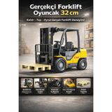 YILDIRIM OYUNCAK Sürtmeli Sesli Işıklı 2 Başlıklı Forklift Oyuncak 32cm – Paletli İş Makinesi, İndirip Kaldırma Mekanizmalı, Kancalı Hareketli Çatal