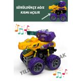 YILDIRIM OYUNCAK Sürtmeli Sesli Işıklı Ağız Kısmı Açılabilen 11 cm Dinazor Jeep Araba 4x4