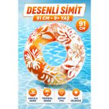 YILDIRIM OYUNCAK Tropikal Desenli Şişme Simit 91 cm 9+ Yaş – Desenli Büyük Boy Havuz ve Deniz Yüzme Simidi