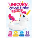 YILDIRIM OYUNCAK Unicorn Çocuk Yüzme Simidi 3–6 Yaş – Renkli Şişme Havuz ve Deniz Simidi