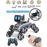 Yıldırım Oyuncak Uzaktan Bilekten Kumandalı Şarjlı 8 Teker Akrobat Robot Köpek Müzikli ve LED Işık 25 cm Köpek Araba - Gri