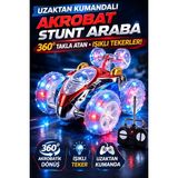 Yıldırım Oyuncak Uzaktan Kumandalı 360° Takla Atan Stunt Araba – Işıklı Şeffaf Tekerli Akrobat Rc Oyuncak Araba - Renkli