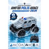 YILDIRIM OYUNCAK Uzaktan Kumandalı Akrobat Amfibi Polis Aracı 26cm – Kara ve Suda Giden 360° Dönen Şarjlı RC Araba
