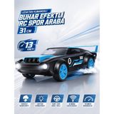 Yıldırım Oyuncak Uzaktan Kumandalı Buhar Efektli Rc Spor Araba 31CM – 13 Km/h Yapan, 2.4ghz, LED Işıklı, Şarjlı Yarış Arabası 6+ Yaş - Mavi