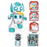 YILDIRIM OYUNCAK Uzaktan Kumandalı Disk Atan Sesli Işıklı Renkli Sevimli Robot Disk Fırlatan 22 cm Robot