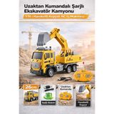 YILDIRIM OYUNCAK Uzaktan Kumandalı Full Fonksiyon Şarjlı 1:16 İnşaat İş Makinesi Kepçeli Kamyon 26 cm