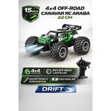 YILDIRIM OYUNCAK Uzaktan Kumandalı LED Işıklı Amortisörlü 4x4 Drift Atan 15 Km/h Yapan Off-Road RC Araba 22cm