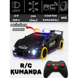Yıldırım Oyuncak Uzaktan Kumandalı LED Işıklı Siren Sesli Çok Fonksiyonlu Rc 25 cm Drift Yarış Polis Aracı - Siyah