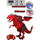 Yıldırım Oyuncak Uzaktan Kumandalı Pilli Sesli Işıklı 50 cm LED Işıklı Ejderha Dragon - Kanatları Hareketli Dragon - Kırmızı