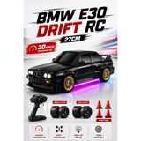 Yıldırım Oyuncak Uzaktan Kumandalı Şarjlı 30KM/H Yapan Bmw E30 Drift Arabası 27CM - Rc, Neon LED Işıklı, Profesyonel Drift Lastik Setli - Siyah