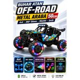 YILDIRIM OYUNCAK Uzaktan Kumandalı Şarjlı Buhar Atan Off-Road Metal Araba 50 Cm Dev – 4x4 , 360° Dönen, Işıklı Müzikli Büyük RC Araba