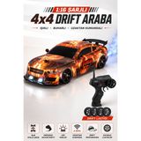 Yıldırım Oyuncak Uzaktan Kumandalı Şarjlı Işıklı ve Buhar Atan 4x4 Drift Araba – 2.4ghz 1:16 Ölçek LED Farlı Drift Lastikli Rc Yarış Arabası 6+ Yaş - Kırmızı
