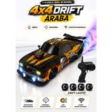 Yıldırım Oyuncak Uzaktan Kumandalı Şarjlı Işıklı ve Buhar Atan 4x4 Drift Araba – 2.4ghz 1:16 Ölçek LED Farlı Drift Lastikli Rc Yarış Arabası 6+ Yaş - Sarı